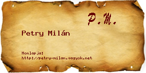 Petry Milán névjegykártya